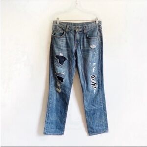 Carmar LF boyfriend jeans blue distressed denim ripped patches